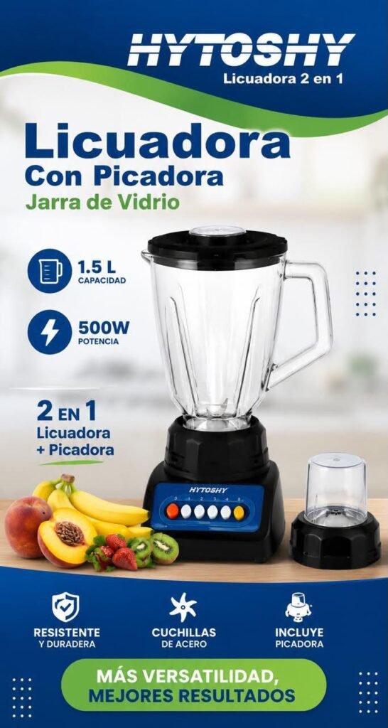 Licuadora con picadora Hytoshy 2 en 1 - 1,5 L