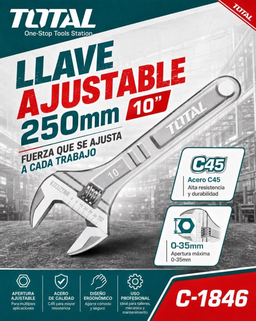 Llave ajustable TOTAL 250 mm 10"