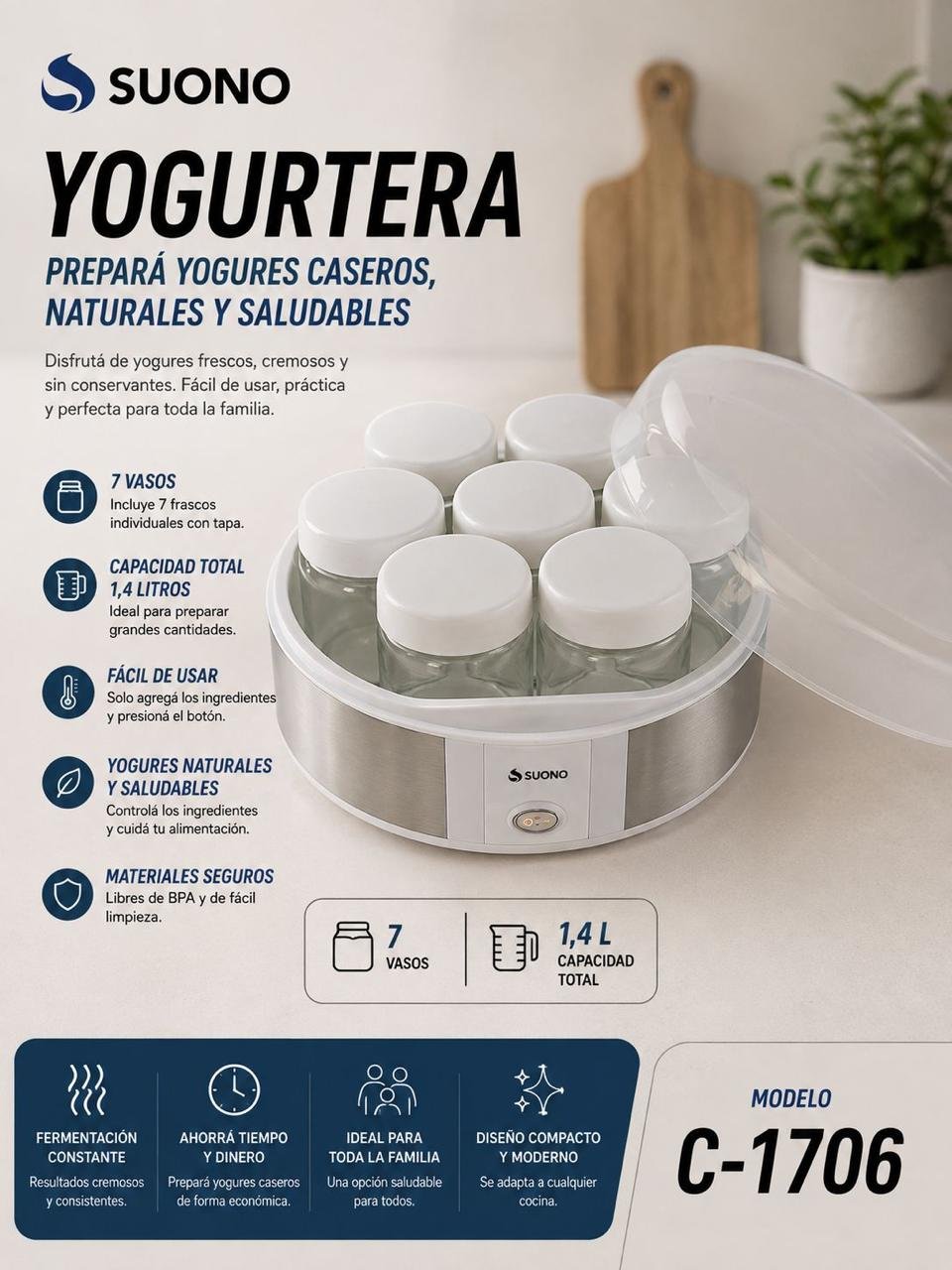Yogurtera Suono 7 vasos 1,4 L