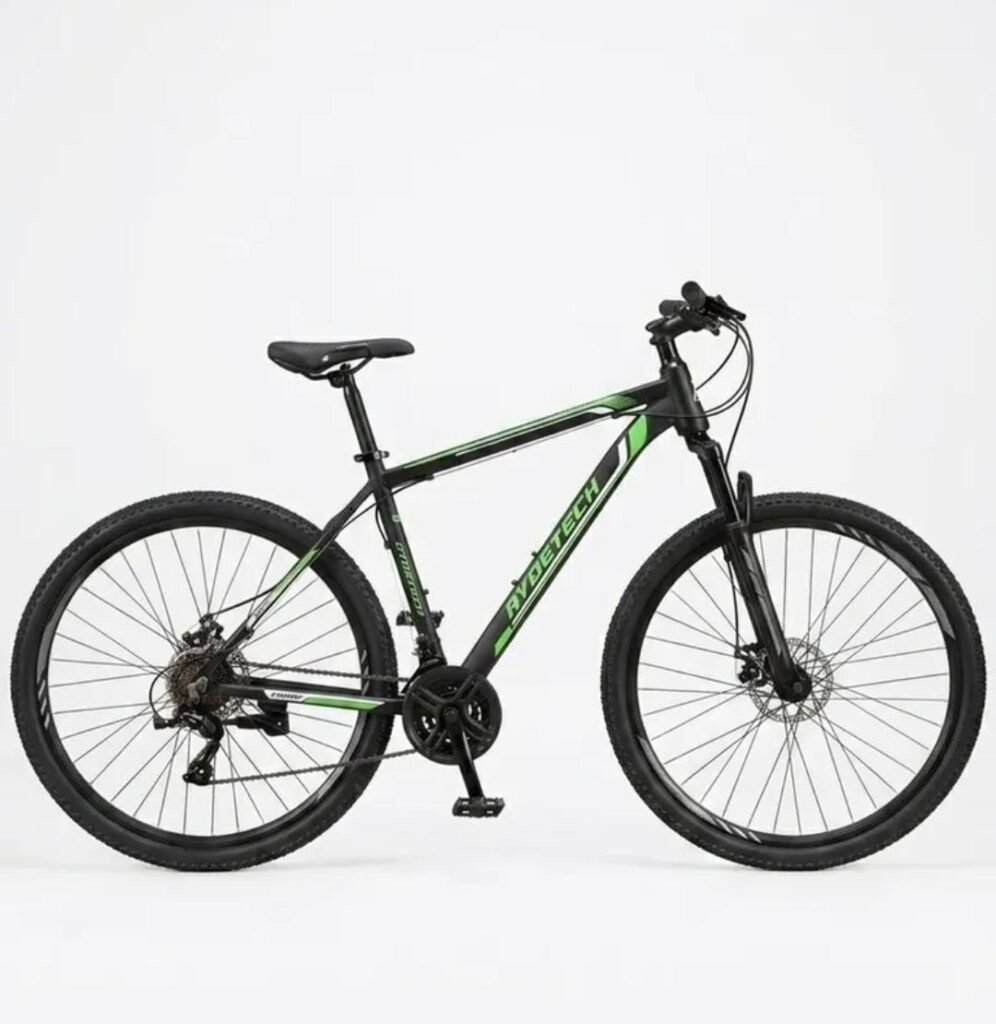 Bicicleta mountain bike Rydetech negra y verde