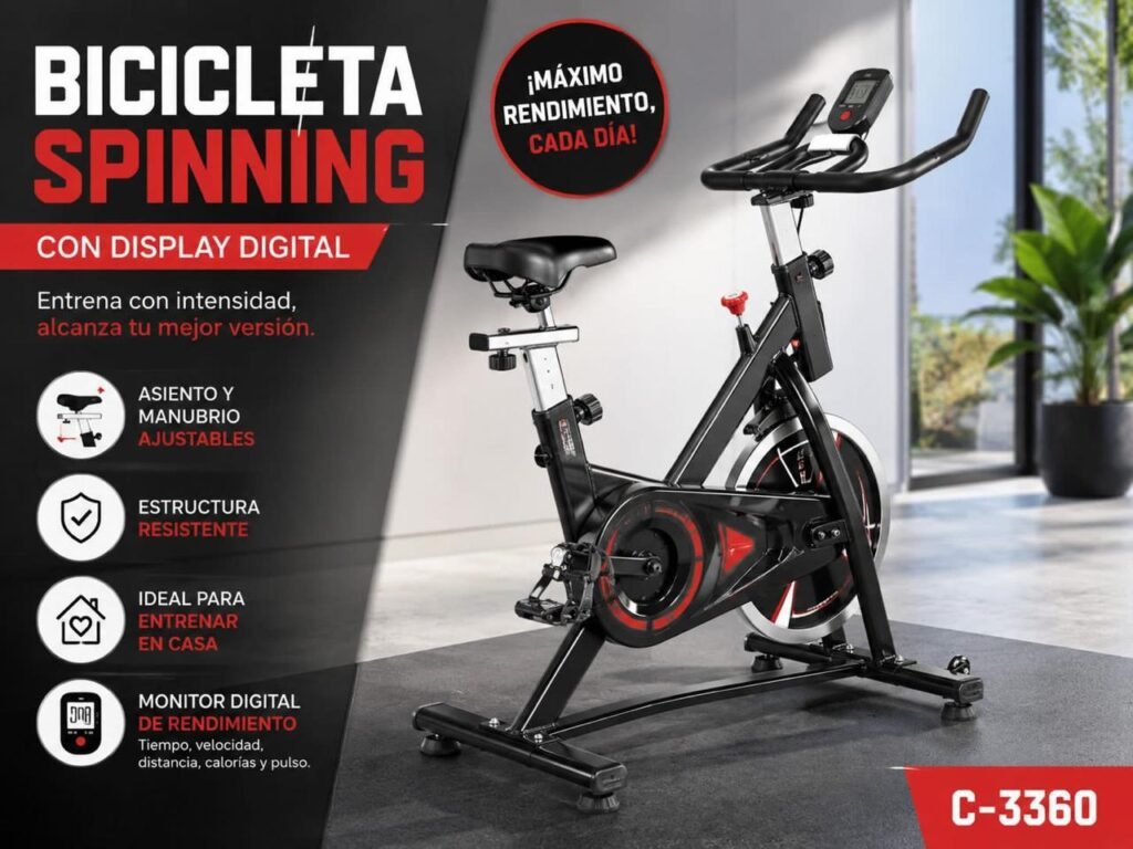 Bicicleta de spinning con display digital