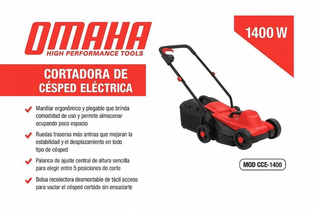 Cortadora de césped eléctrica Omaha 1400 W