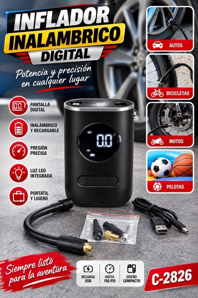 Inflador inalámbrico digital 150 PSI