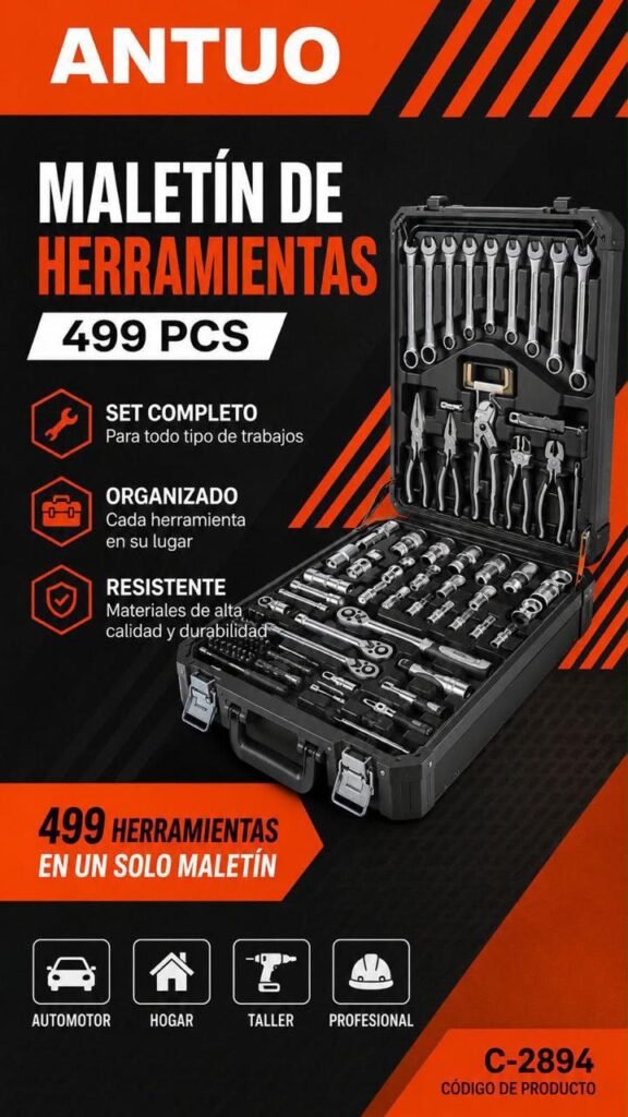 Maletín de herramientas ANTUO 499 piezas