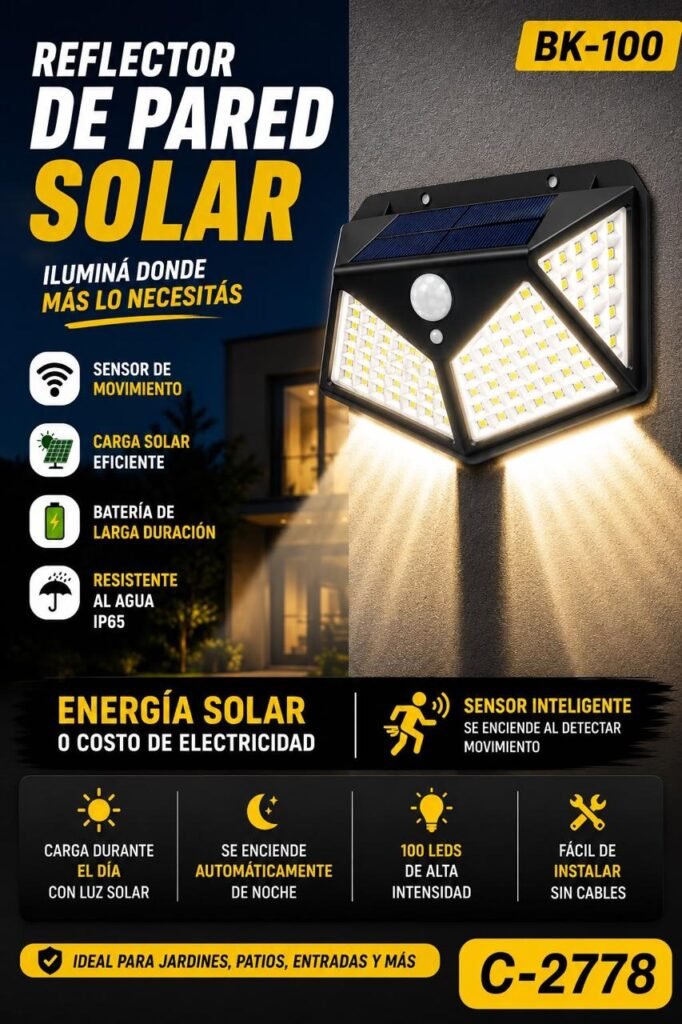 Reflector de pared solar BK-100 con sensor de movimiento